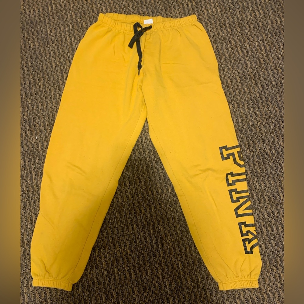 PINK Victoria's Secret Yellow Joggers with Black Logo